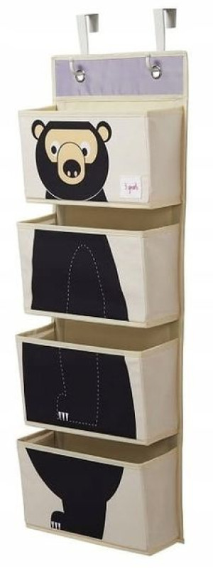 3 Sprouts Organizer Ścienny Wiszący Miś Black
