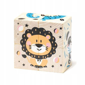 Klocki drewniane puzzle zwierzęta 18m+ Cubika