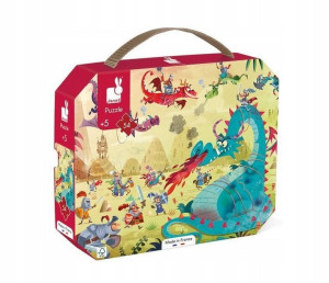 Puzzle w walizce Smoki 54 el 5+ Janod