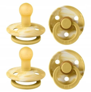 Bibs Tie Dye Smoczek 2-pack Mustard Ivory S 0m+