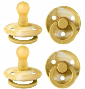 Bibs Tie Dye Smoczek 2-pack Mustard Ivory M 6m+
