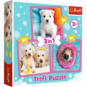 Puzzle 3w1 Pieski w kąpieli 3+ Trefl