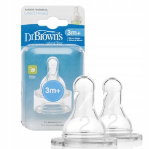 Smoczek silikonowy wąska 2 3m+ 2szt Dr Brown's