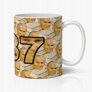 Kubek Biały PAPIEŻ2137 śmieszny prezent Jan Paweł