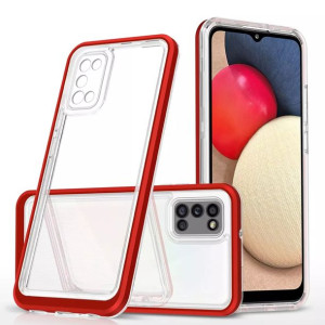 Clear 3in1 etui do Samsung Galaxy A03s (166) żelowy z ramką czerwony