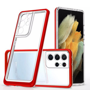 Clear 3in1 etui do Samsung Galaxy S21 Ultra 5G żelowy z ramką czerwony