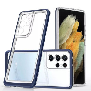 Clear 3in1 etui do Samsung Galaxy S22 Ultra żelowy z ramką niebieski