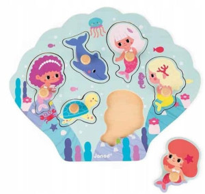 Puzzle Drewniane Wesołe Syrenki 18m+ Janod