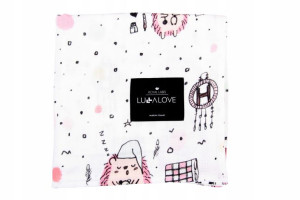 Otulacz muślinowy 100x100 Jeże Pink Lullalove