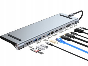 Stacja Dokująca USB C 3.0 HDMI 4K RJ45 LAN PD 12w1