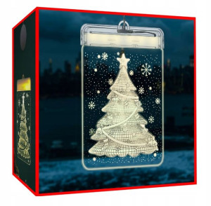 Witraż LED 3D Ozdoba na Baterie Lampki Świąteczne