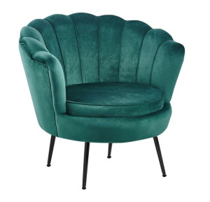 Fotel MUSZLA VELVET zielony GLAMOUR czarne nogi