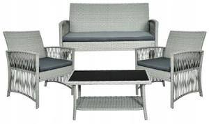 Zestaw Mebli Ogrodowych Komplet Sofa Stolik Fotele