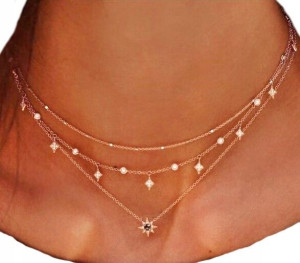 Naszyjnik choker boho złoty gwiezdny celebrytka