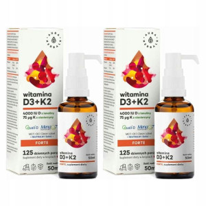 2x Witamina D3 Forte 4000 IU K2MK7 MCT Krople 50ml