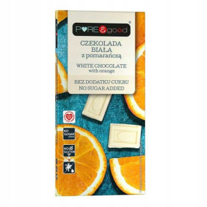 Czekolada Biała z Pomarańczą Bez Cukru 75g Pure