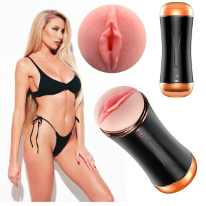 Masturbator Męski 2w1 Sztuczna Cipka Wibracje