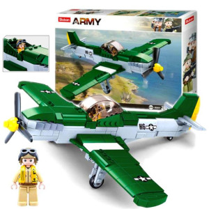 Klocki Myśliwiec P-51 Mustang Samolot Armia  Wojsko