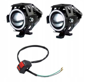 2X reflektor U7 + przełącznik do hulajnogi elektrycznej / motocyklu