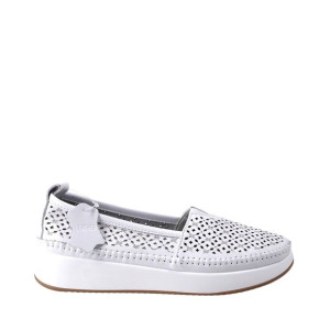Damskie Półbuty Ażurowe Wsuwane Sneakersy Ze Skóry Dp4555 Białe