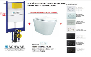 SCHWAB/KERRA zestaw stelaż wc DUPLO WC199 SLIM+miska MILOS+przycisk spłukuj