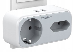 Podwójna Wtyczka do Gniazdka 2xUSB Tessan