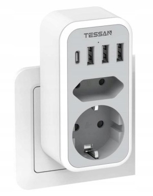 Podwójna Wtyczka do Gniazdka 3xUSB 1xUSB-C