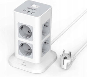 Listwa Zasilająca 8-Gniazdek 3-USB 3600W 16A