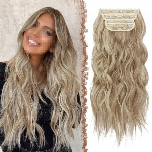 Włosy Doczepiane Na Klips Falowane Blond 44cm
