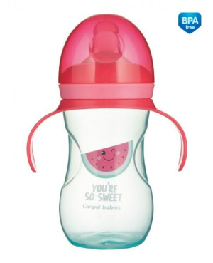 CANPOL 57/304 Kubek treningowy ustnik silikonowy 270 ml SO COOL różowy