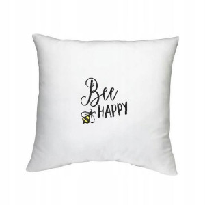 Biała poszewka 40x40 Be Happy BEE Pszczoła LOVE