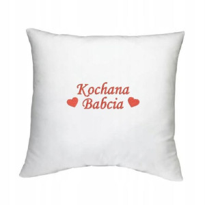 Biała poszewka HAFT 40x40 Kochana Babcia