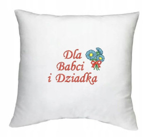Biała poszewka HAFT na Dzień Babci i Dziadka