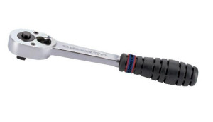King Tony Grzechotka Z Przyciskiem 3/8" 32 Zęby 200mm Chrom, Uchwyt Gumowy,