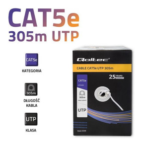 Qoltec Kabel Sieciowy Skrętka Utp | Cat5e | 305m | Pvc Szary