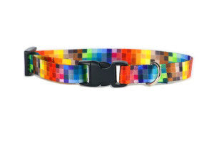 Obroża Klamra Plastikowa - Piksele 25mm, 34-60cm