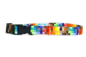 Obroża Klamra Plastikowa - Piksele 30mm, 40-70cm