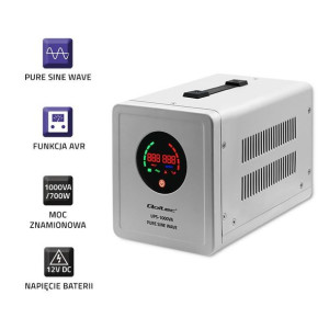 Qoltec Zasilacz Awaryjny Pure Sine Wave Ups | 1000va | 700w | Szary