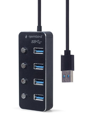 Gembird Hub Usb 3.1 (gen 1) 4-portowy Z Przełącznikami, Czarny