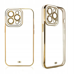 Etui Iphone 12 ze złotą ramką Fashion Case białe