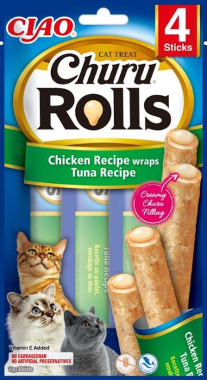 Przysmak Inaba CHURU ROLLS Kurczak i tuńczyk dla kota 4x10g