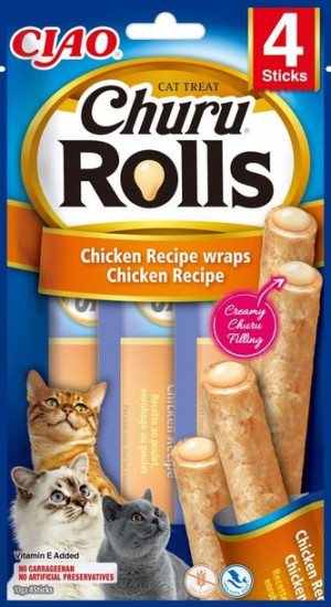 Przysmak Inaba CHURU ROLLS Kurczak wrapy dla kota 4x10g