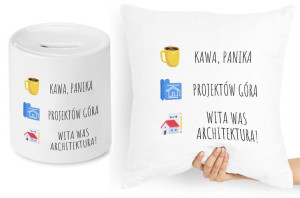 Dla Architekta Zestaw Poduszka + Skarbonka Prezent