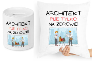 Dla Architekta Zestaw Poduszka + Skarbonka Prezent