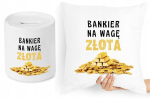 Dla Bankiera Zestaw Poduszka + Skarbonka Prezent