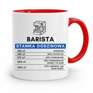 Dla Baristy Baristki Kawiarki Kubek Czerwony