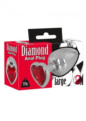 Duży Klasyczny Srebrny Plug Analny Wtyczka Korek Z Kryształem Serce