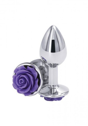 Elegancki Klasyczny Korek Analny Wtyczka Plug Srebrny Z Różą