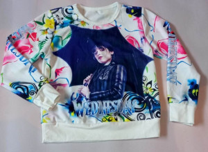 Bluza Wednesday bez kaptura, biała w kwiaty 152
