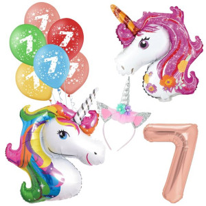 Balony 7 Lat Jednorożec Unicorn Zestaw Mega